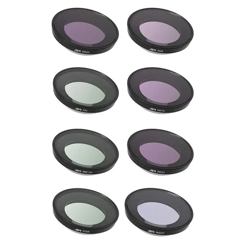 Exquisite-JSR JUNESTCR For GO Ultra 8Pcs Filter Kit ND+UV+CPL+STAR+NIGHT Filter Anti-Glare Scratch-Proof Action Camera