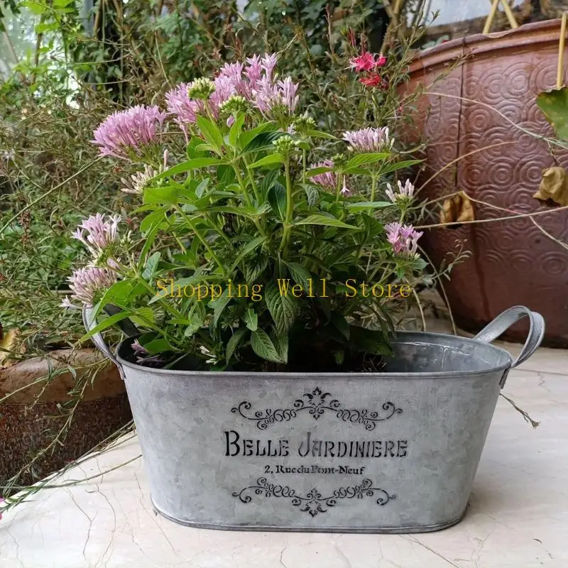 KX4B Metal Vases Farmhouse French Flower Bucket Vases for Cut Flowers for Home Decoration and Wedding Table Centerpieces