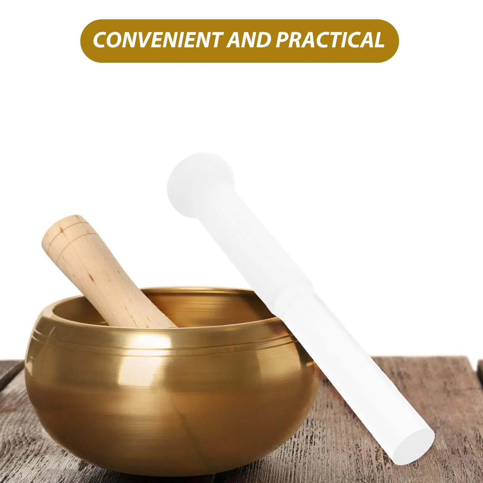 Crystal Singing Bowl Striking Rod Clear Acrylic Mallet Rubber Coated Sound Therapy Meditation Yoga Percussion Instrument Bath