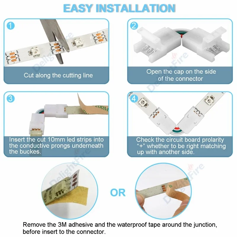 2/3/4Pin LED Strip Connector 8/10mm Adjustable(90-180 Degrees) Angle LED Connectors For 3528/5050 RGB LED Strip Lights Connector