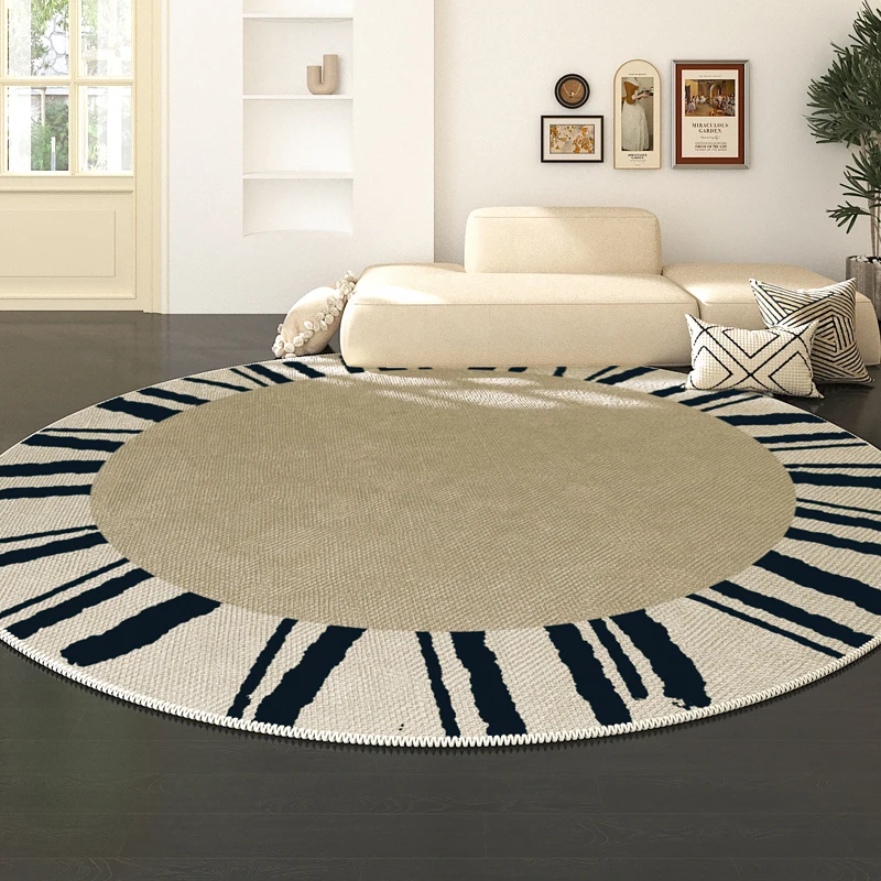 

Round Living Room Carpet Bedside Rug Retro Sofa Coffee Table Blanket Dresser Advanced Floor Mat Cream Wind French Room Decor