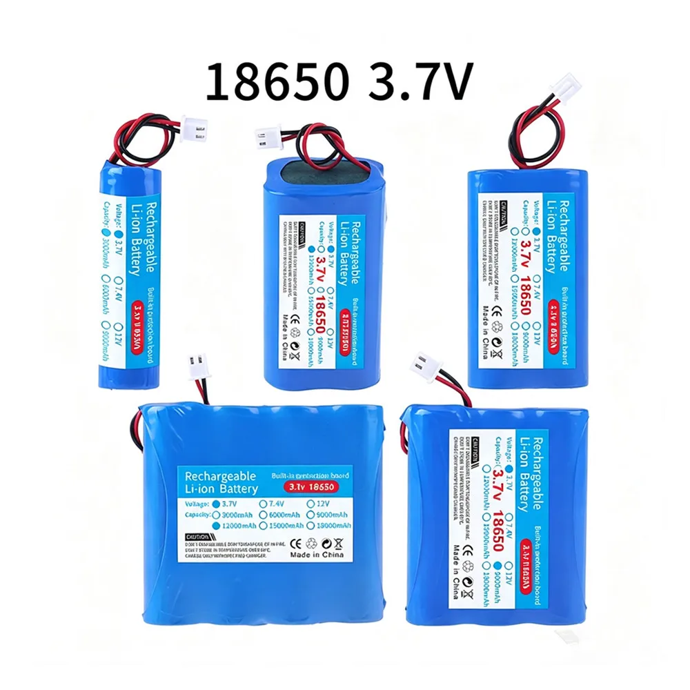 3.7V 18650 Lithium Battery Pack 3000mAh 8000mAh 12000/20000mAh for Fishing LED Light Bluetooth Speaker Emergency DIY batteries