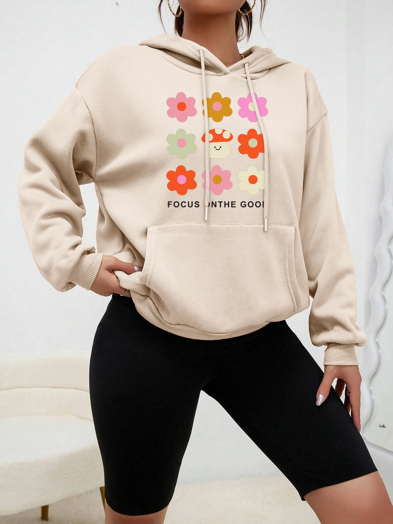 Focus On The Mushroom Aesthetic Print Hoody Creative Fashion Hoodie Casual New Sweatshirt Fleece Comfortable Female Clothing