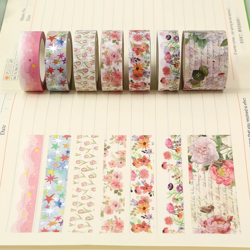 2023 NEW 1PC. 10M Deco Retro Script Floral Leaves washitape Set Scrapbooking  Adhesive Masking Tape Kawaii Journaling Stationery