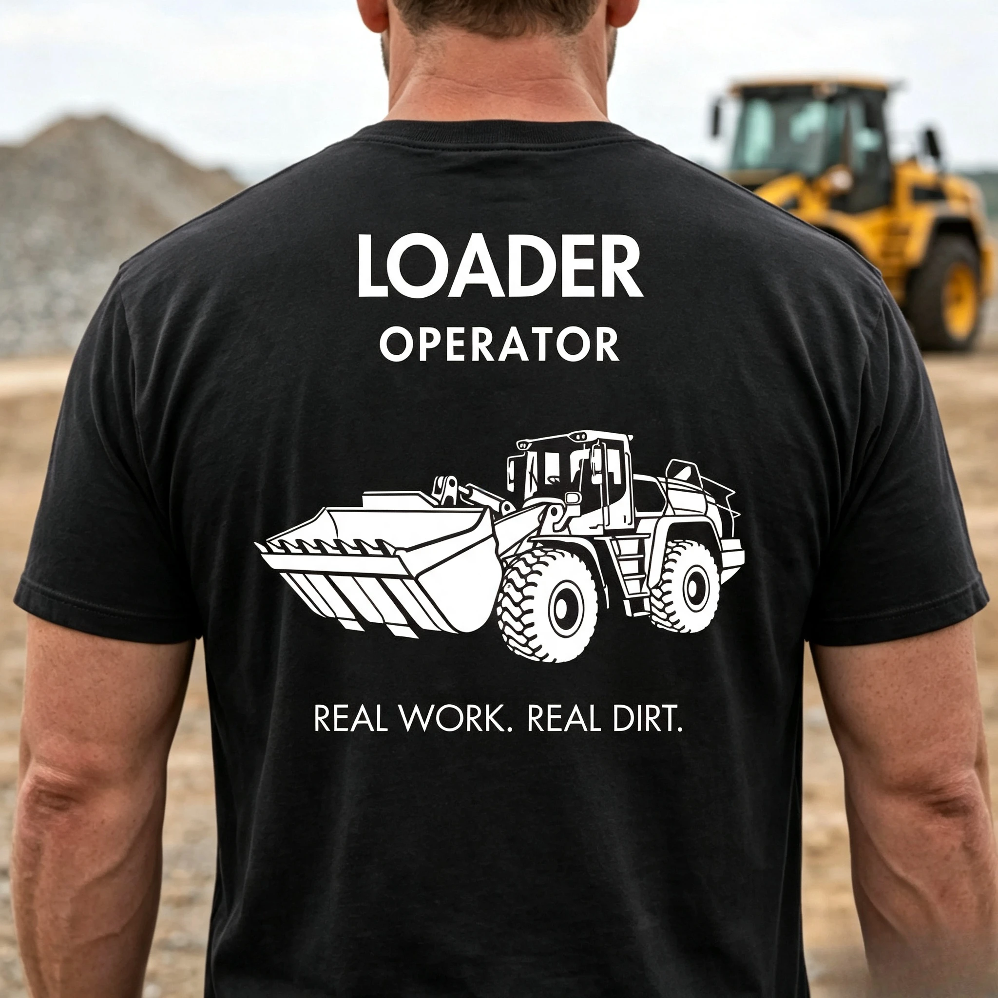 Personalized Loader Operator Shirt, Heavy Equipment Operator T-Shirt Construction Worker Gift Back Print Tee Real Work Real Dirt