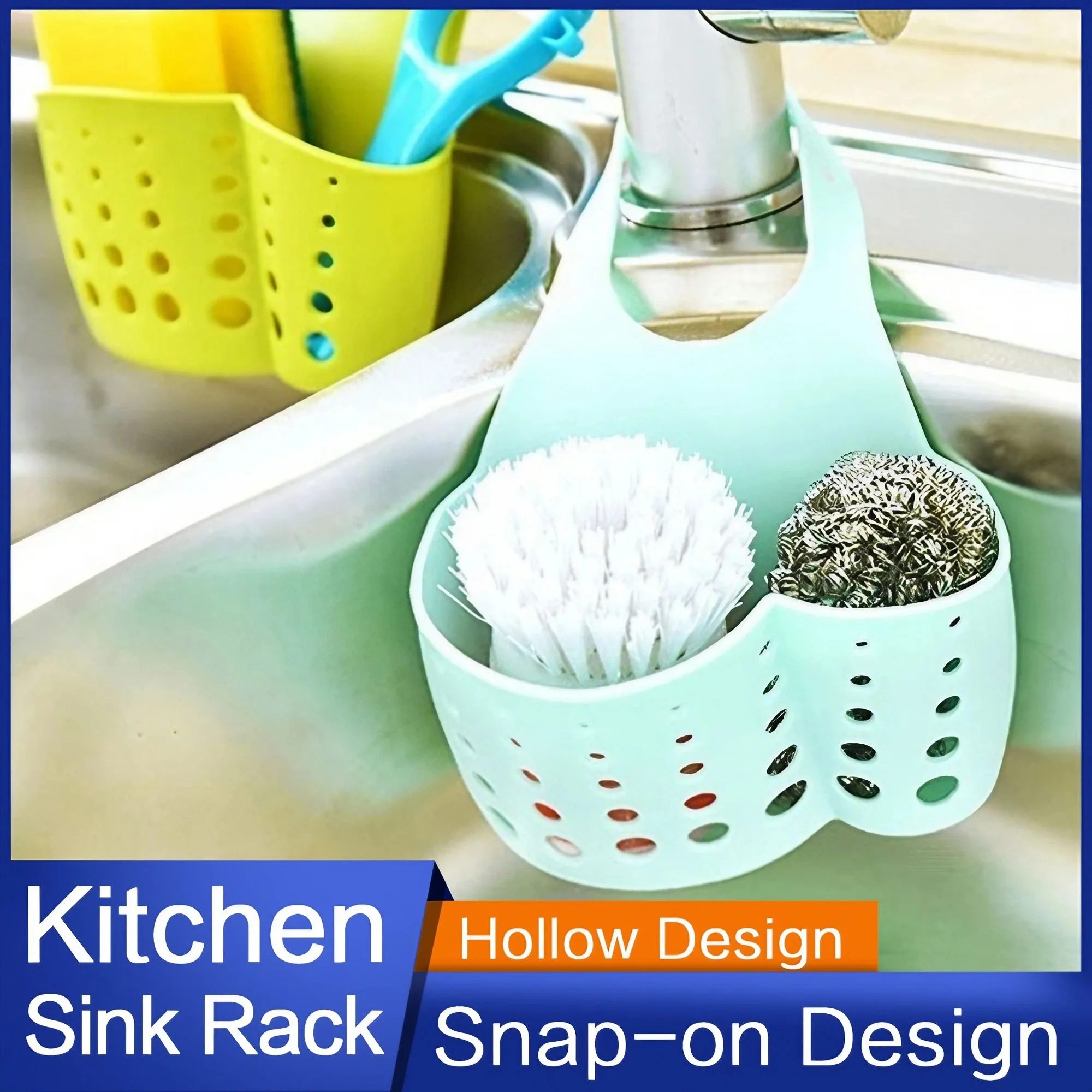 Portable Home Kitchen Bathroom Sink Sponge Hanging PVC Shelving Rack Drain Faucet Storage Pail Shelves Tools Holder