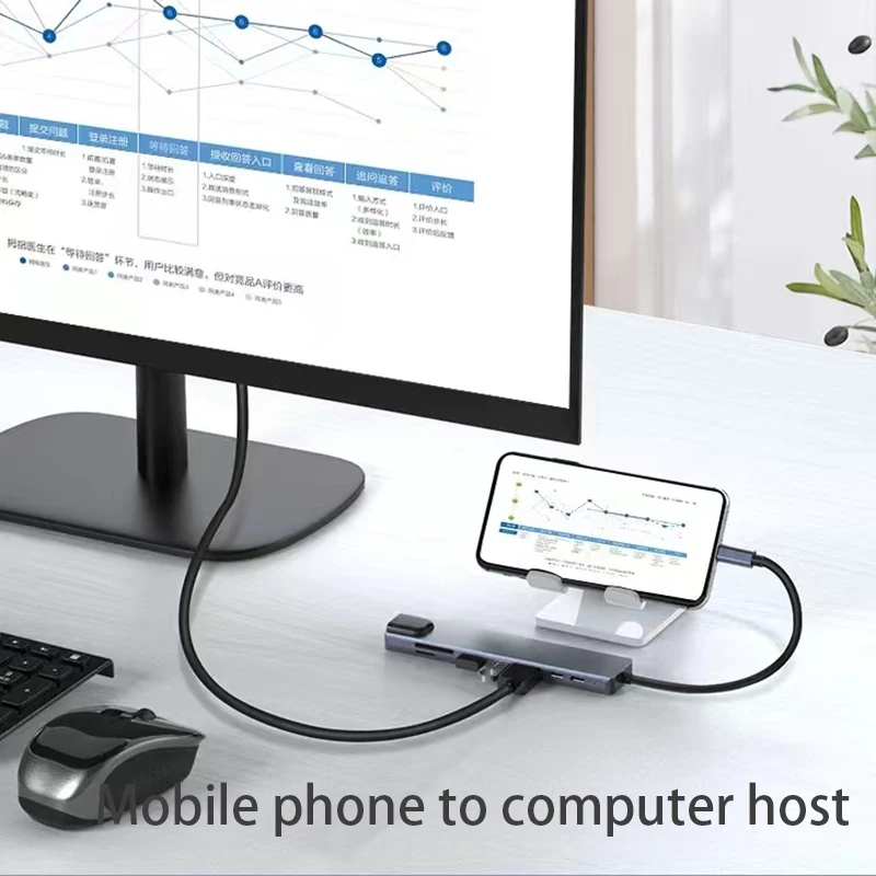 Dock Typec Laptop USB Splitter Hub HDI Screen Projection Multi Interface Card Reading Network Cable Converter Adapter