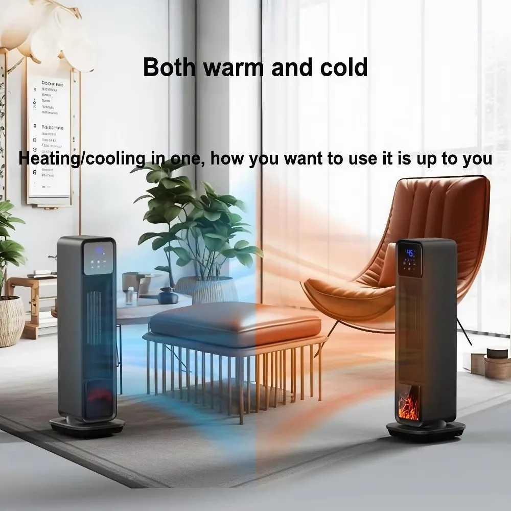 Fan Heater Hot Air Blower 2200W Electric Heating Fans 3D Flame Mini Space Heater Portable Fan Heaters for Home Office Bedroom