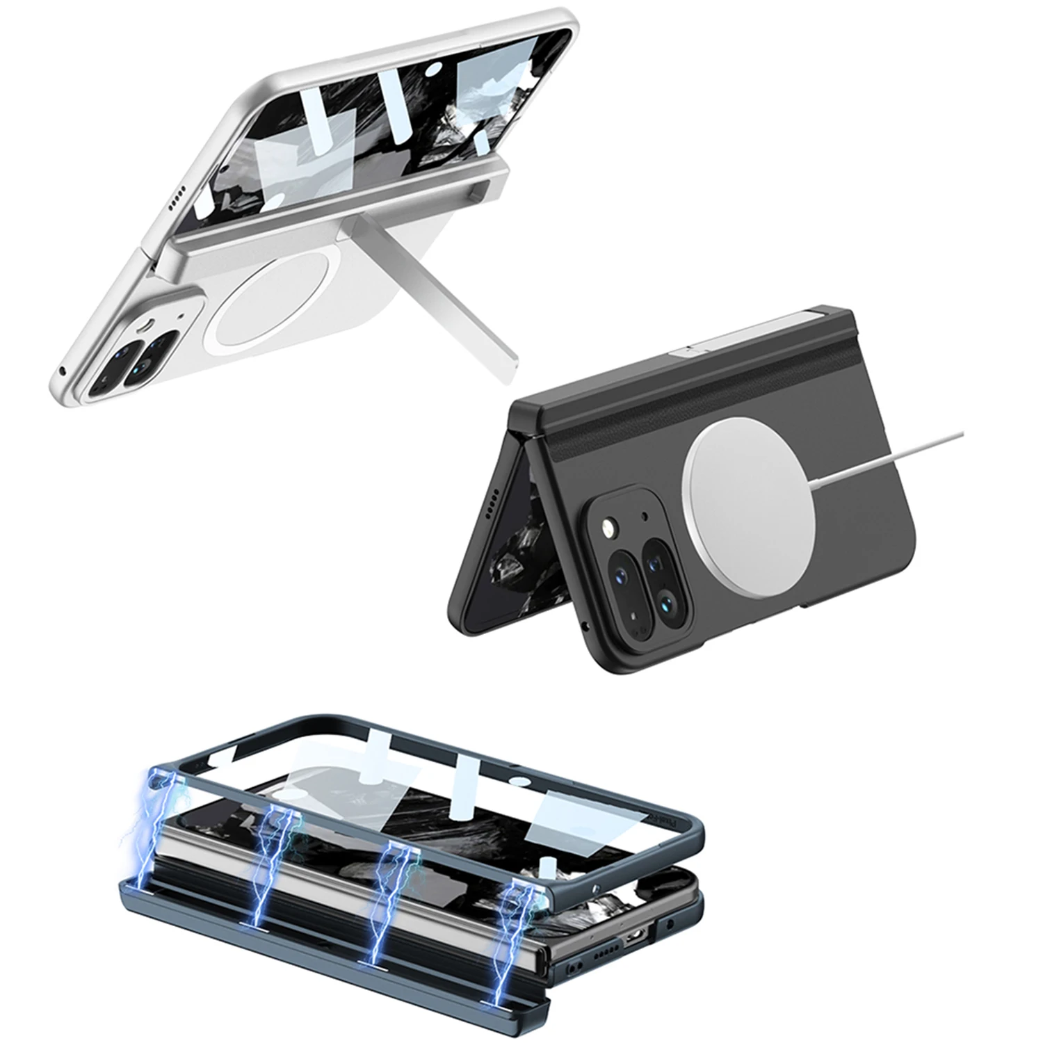 Wireless Charging Magnetic Hinge Case For Google Pixel 9 Pro Fold Screen Glass Protective Holder Cover For Pixel 9 Pro Fold Case