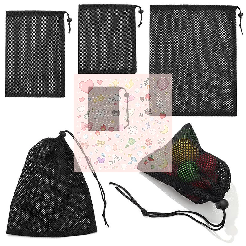 2Pcs Mesh Drawstring Storage Bag Breathable Durable Fabric Multi Purpose Home Travel For Sports Gear Swim Supplies Travel Use