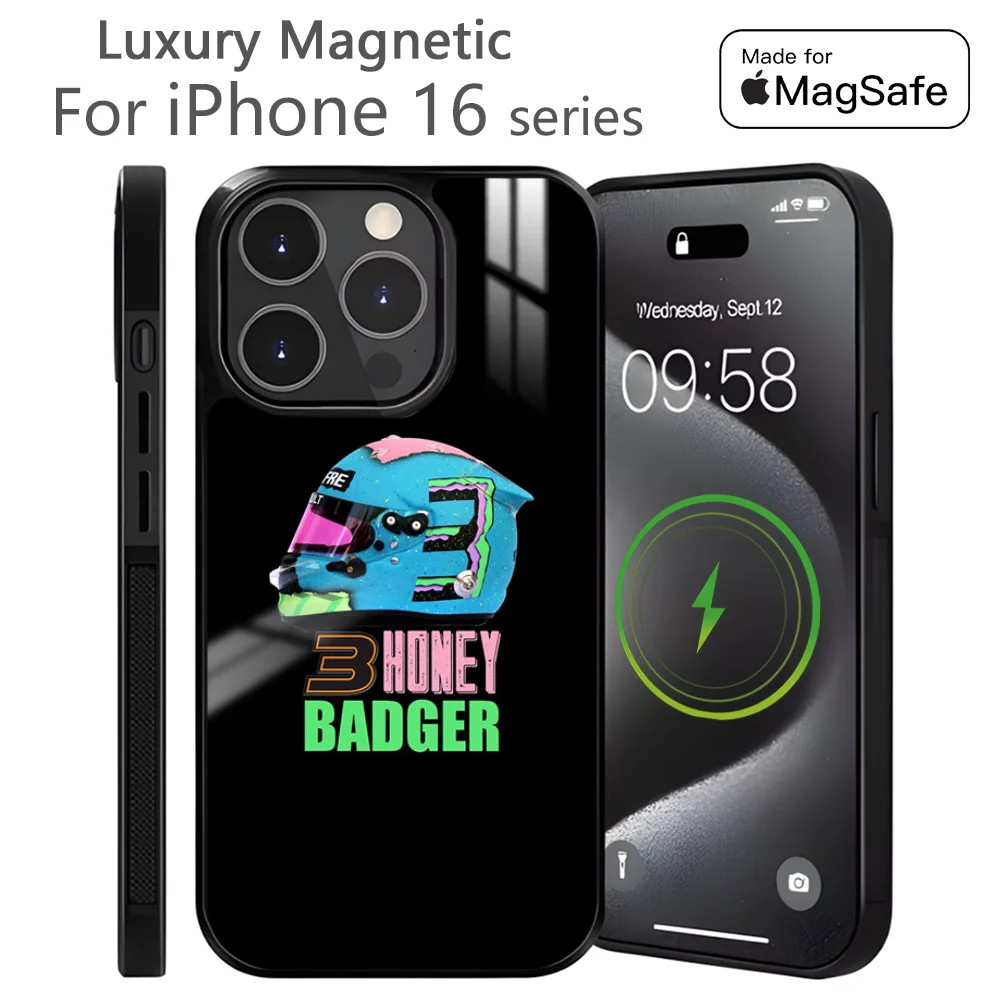 

F1 D-Daniel R-Ricciardo Num3 Phone Case For iPhone 16 15 14 13 12 11 Pro Max Plus Mini Magnetic Magsafe Wireless Charging Cover