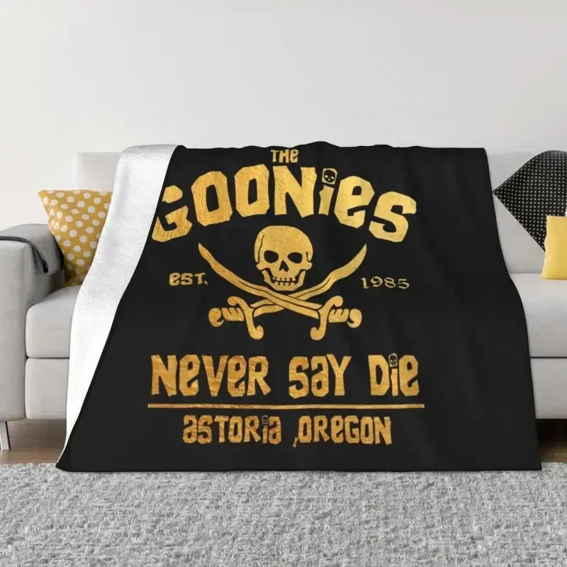 The Goonies Never Say Die Blankets Warm Flannel Gothic Pirate Skull Throw Blanket for Bedroom Office Bedspreads