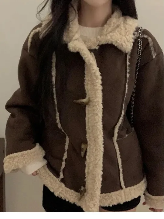 Jaet-abrigo Haome elegante de Hong Kong para mujer, abrigo Retro versátil con cuello de piel de cuero juvenil, reducción Longevi