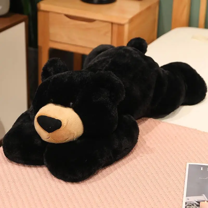 Giant 75cm Black Bear Animal Plush Stuffed Pillow Suitable for Bedding Toys Cute Little Animal Bedroom Decoration