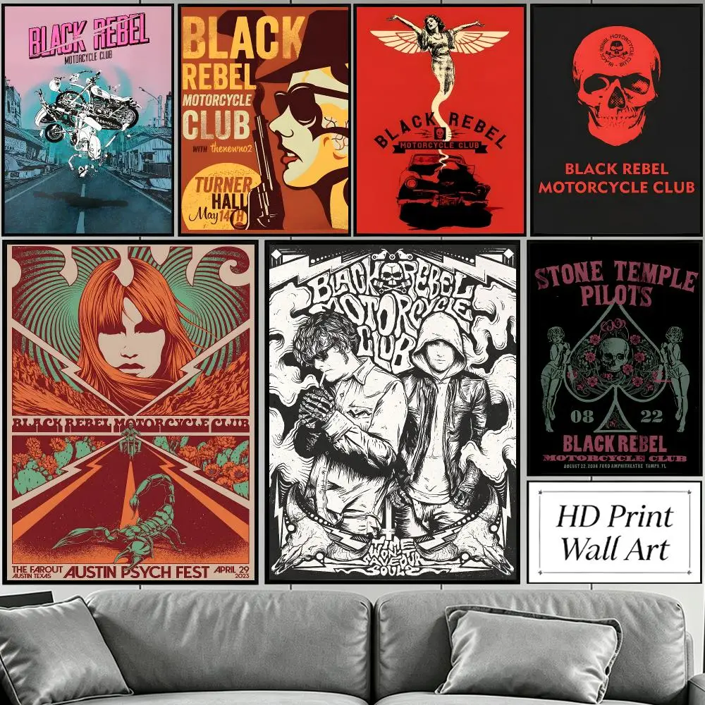 band Black Rebel Motorcycle Club Poster HD Sophisticated Modern Aesthetic Wall Art For Living Room Bedroom Office Cafe Decor