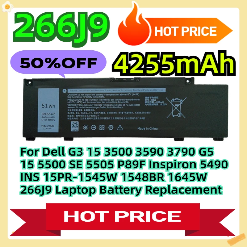 

Для Dell G3 15 3500 3590 3790 G5 15 5500 SE 5505 P89F Inspiron 5490 INS 15PR-1545W 1548BR 1645W 266J9 Замена аккумулятора ноутбука