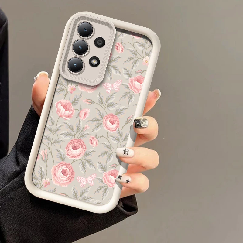 Flower Print Phone Case For Samsung Galaxy A56 A36 A26 A17 A16 A55 A14 A73 A53 A33 A35 A25 A15 A54 A34 A24 Shockproof Soft Cover