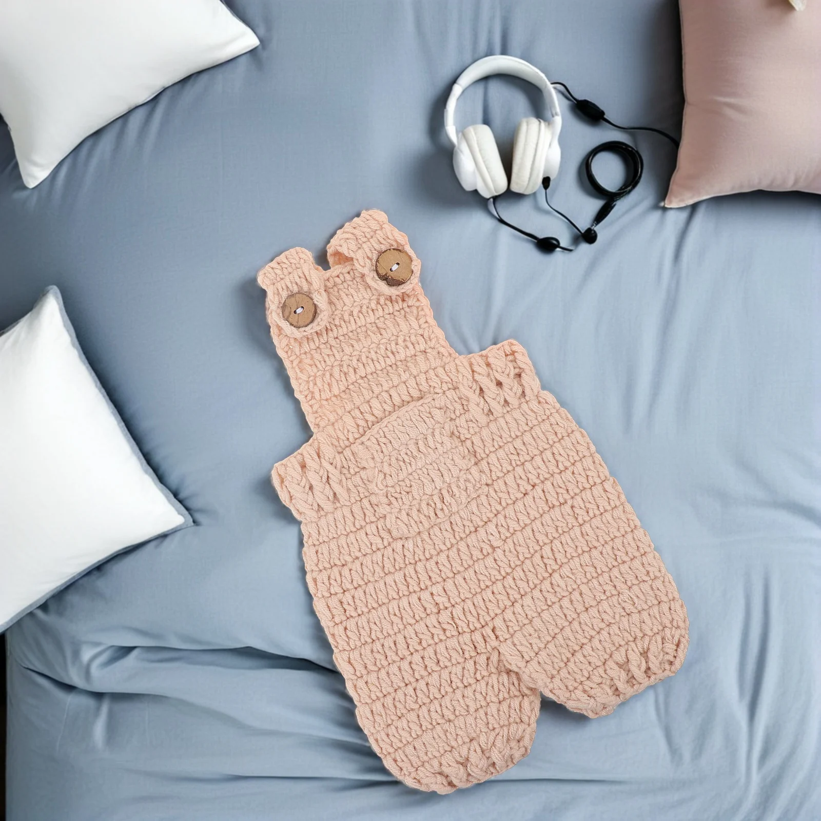 

1 set 1 Set Newborn Yarn Outfit Crochet Bunny Costume Knitted Romper For Baby Photoshoot Carrot Prop Adjustable Infant Clothing