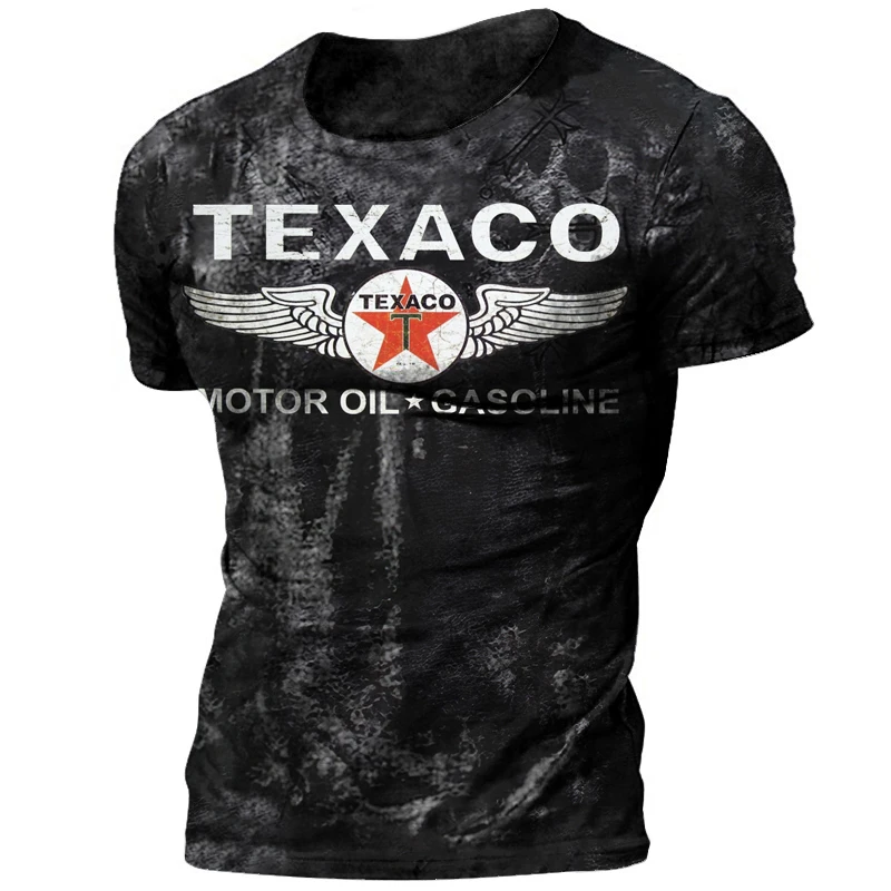 Vintage Texaco T-shirts For Men 3d Printed Men's Street Classic Sportswear summer Oversized short Tee Shirt Man Clothing tops