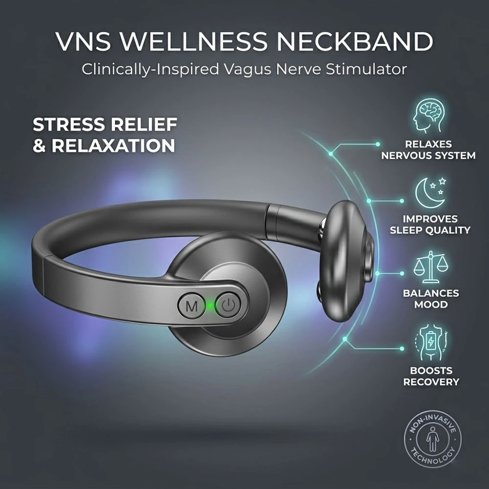 Smart tVNS Vagus Nerve Stimulator Wearable Neckband App Control Microcurrent Pulse Massager for Sleep Aid Stress Anxiety Relief