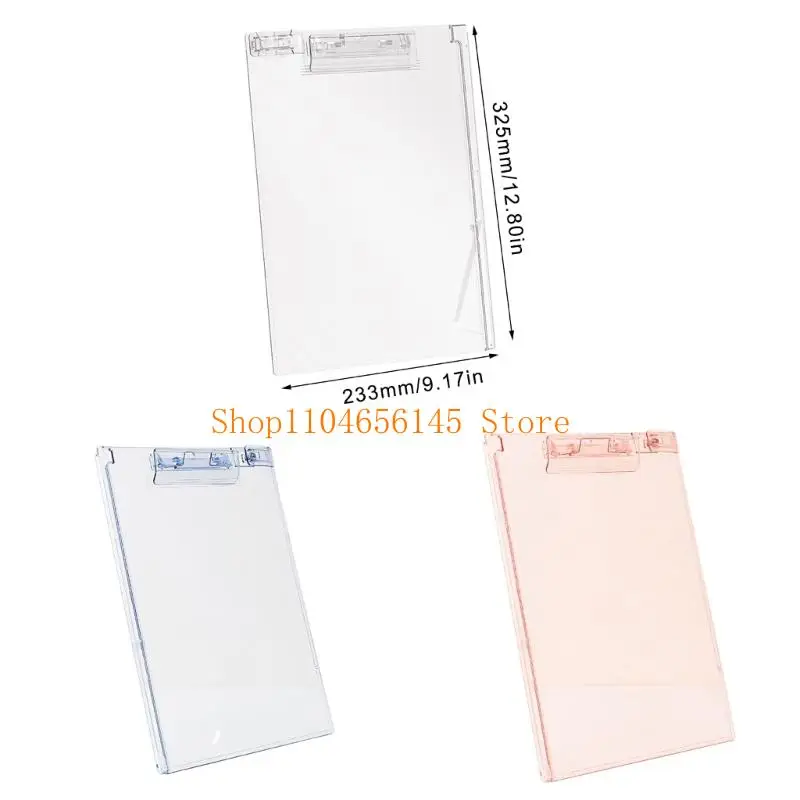 5asd Clear Acrylic Clipboard Writing Board with Pen Clip and Measuring Ruler for Business Meetings Office School Classroom