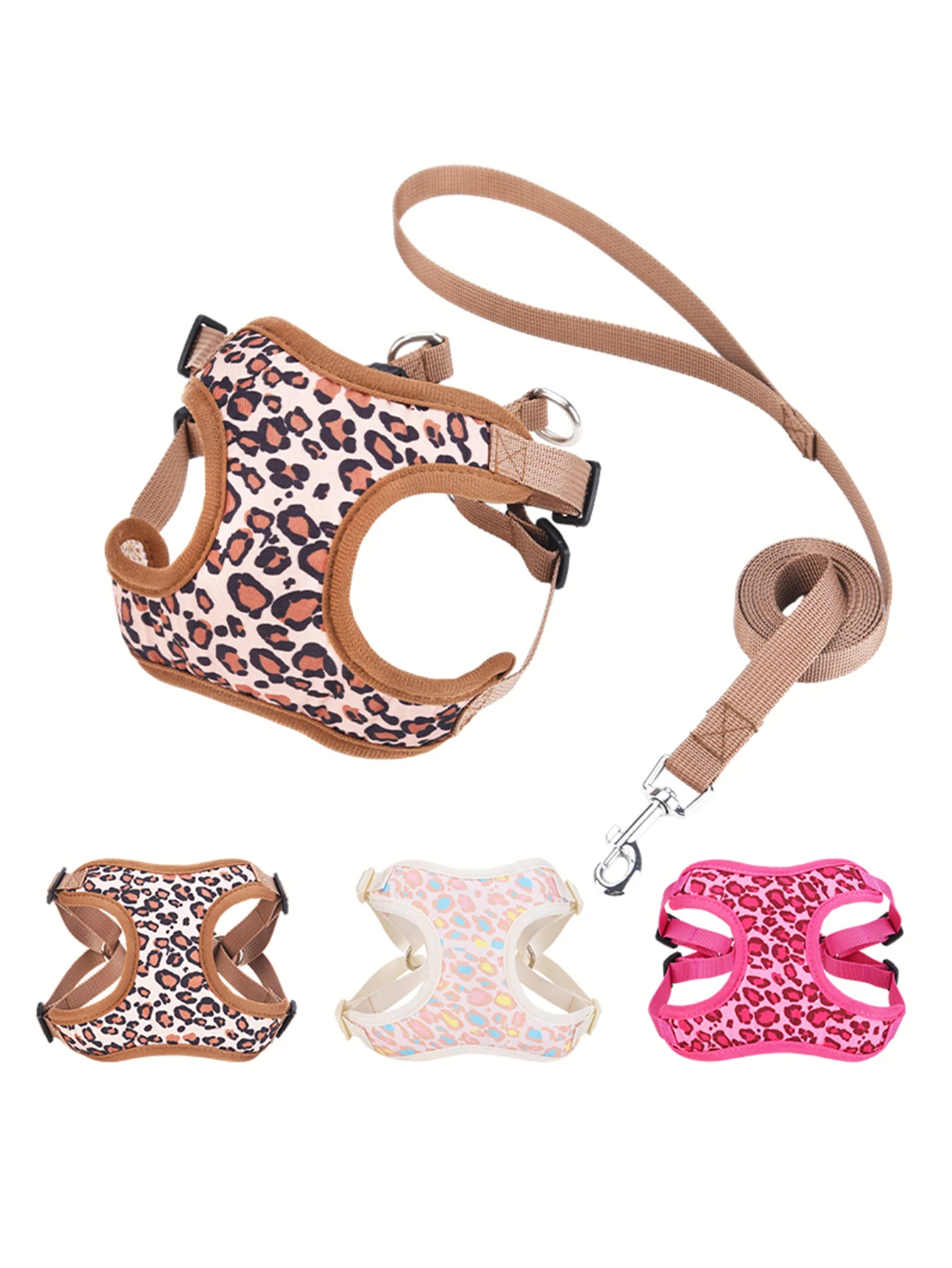 HP360 1pc Leopard Pet Harness Set,Adjustable Lightweight Pet Harness for Small Medium Dogs and Cats