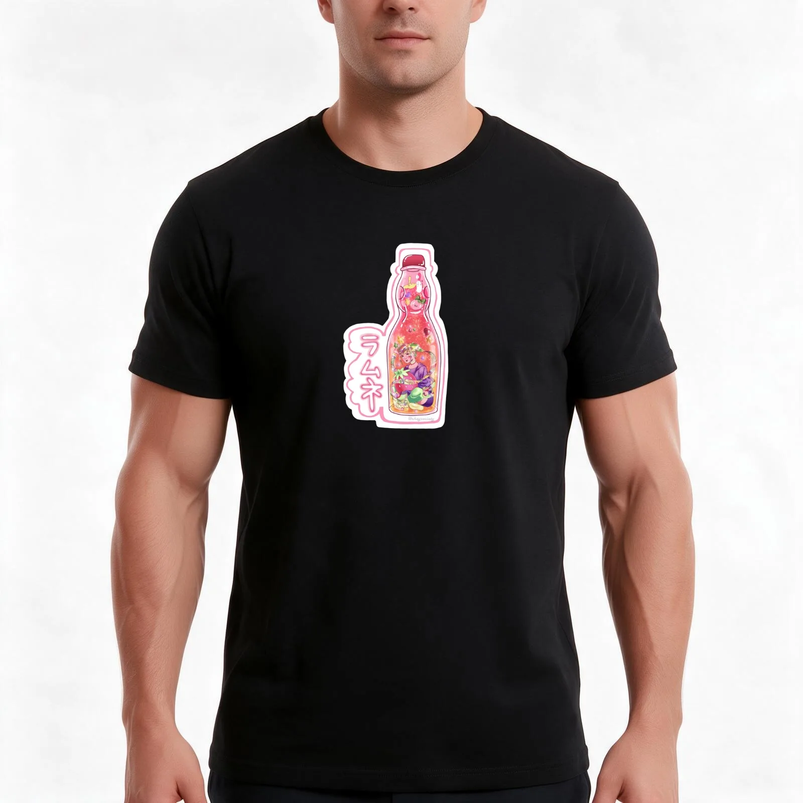 Ramune Girl T-Shirt, Summer Casual Cotton Tee, Oversized Streetwear Tops, Vintage Graphic Print, Loose Fit Short Sleeve