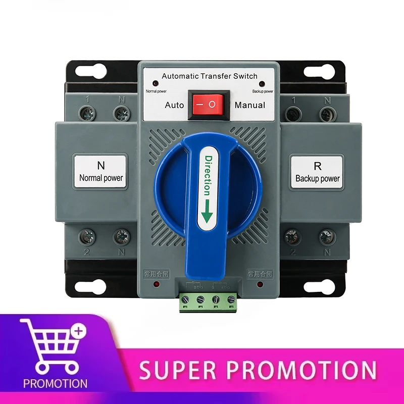 ATS Automatic transfer switch 2P 63A 220V 110V  Dual Power Manual Changeover Switch Miniature Circuit Breaker