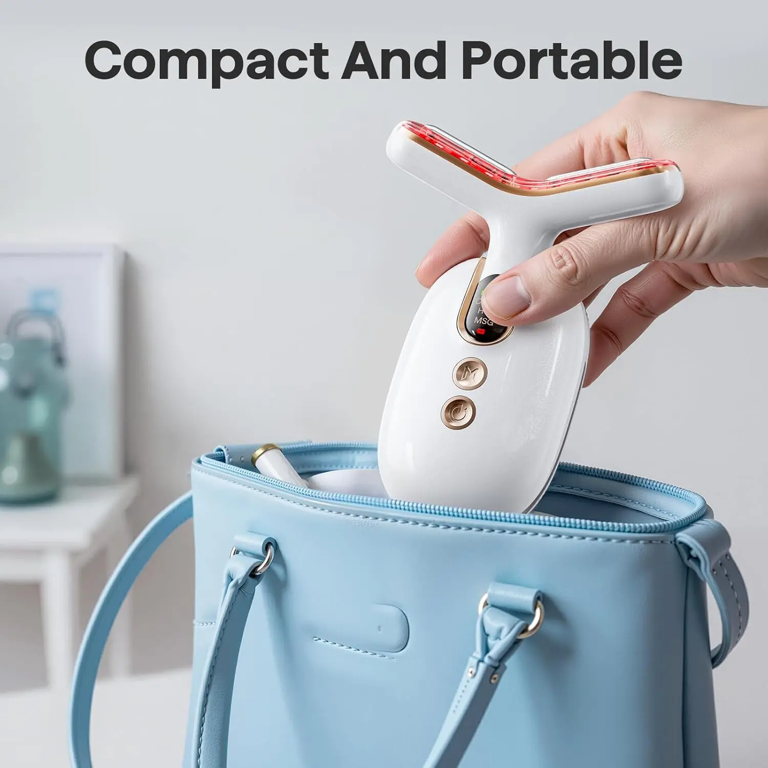 العلاج بالضوء الأحمر للوجه، أداة تدليك الوجه ذات 3 أوضاع مع اهتزاز تسخين للعناية بالبشرة، مدلك الوجه المخفض للتجاعيد إلى S #6