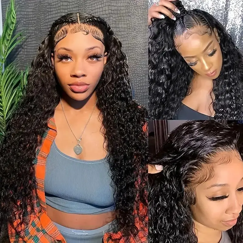 Rosabeauty 250% Density HD 13X6 Full Transparent Deep Curly Lace Frontal Wig 30 40 Inch 13X4 100% Front Human Hair Wig For Women