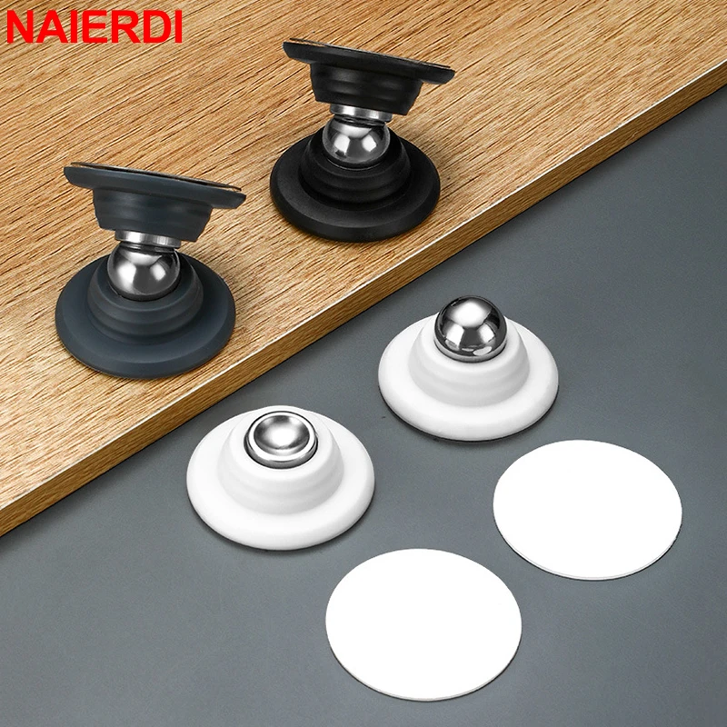 NAIERDI Silicone Door Stops Stainless Steel Magnetic Non Punch Door Stopper Wall Mounted Door Holder Furniture Hardware