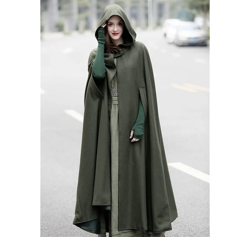 

Plus Size XL 140kg Autumn Cloak Hooded Trench Coat Women Gothic Cape Women Open Front Cardigan Jacket Coat Cape Cloak Poncho