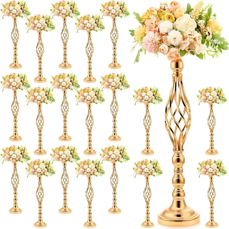 

20 Pcs Metal Flower Arrangement Stand Wedding Flower Centerpieces Stand Elegant Metal Flower Vase Candelabra Candle Holder