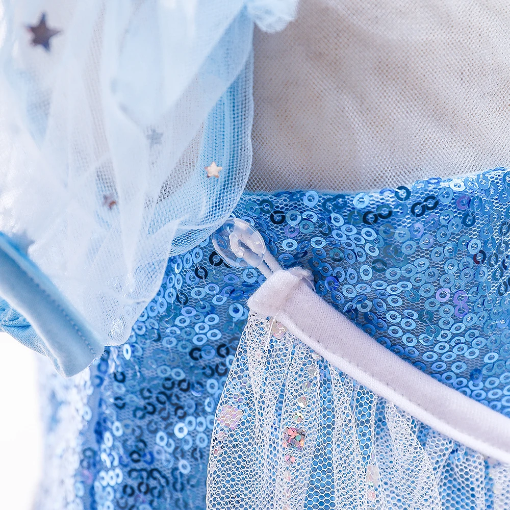 Karneval Cosplay Schneeprinzessin Party Mädchenkleider Halloween Weihnachtskostüm Pailletten Schneeflocke Geburtstagskleid für Mädchen Kinderkleidung – Detail 9