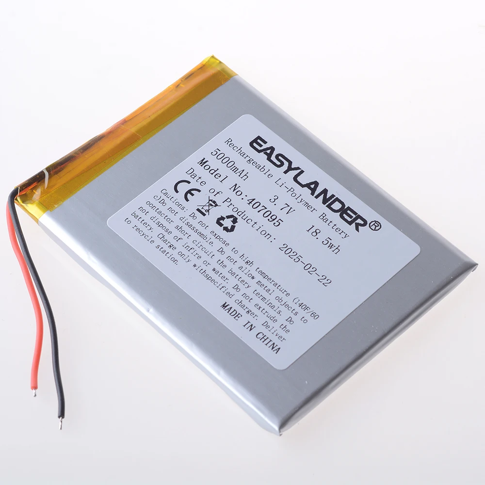 Cables de silicona CE+Rohs 407095   Baterías Lipo de batería de polímero de litio recargables de 3,7 V 3000 mAh