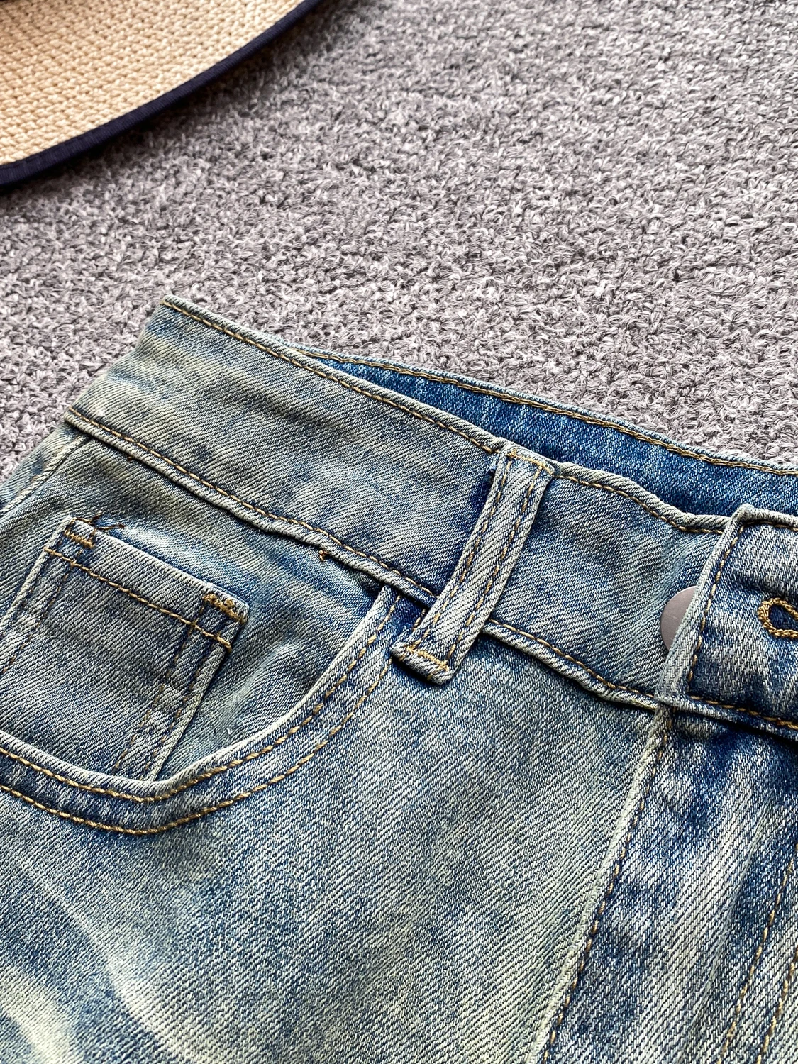 American Hot Girl Sweet Cool Vintage Zipper Denim Wide Leg Pants Women Summer Small Size Heightening Slimming Shorts