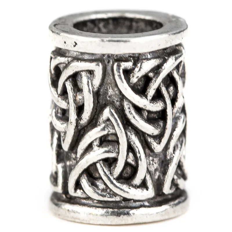 1pcs Antique Silver Color Round Bead Viking Knots Runes Skeleton Beads for Beard Hair Paracord Pendant Bracelets DIY Accessories