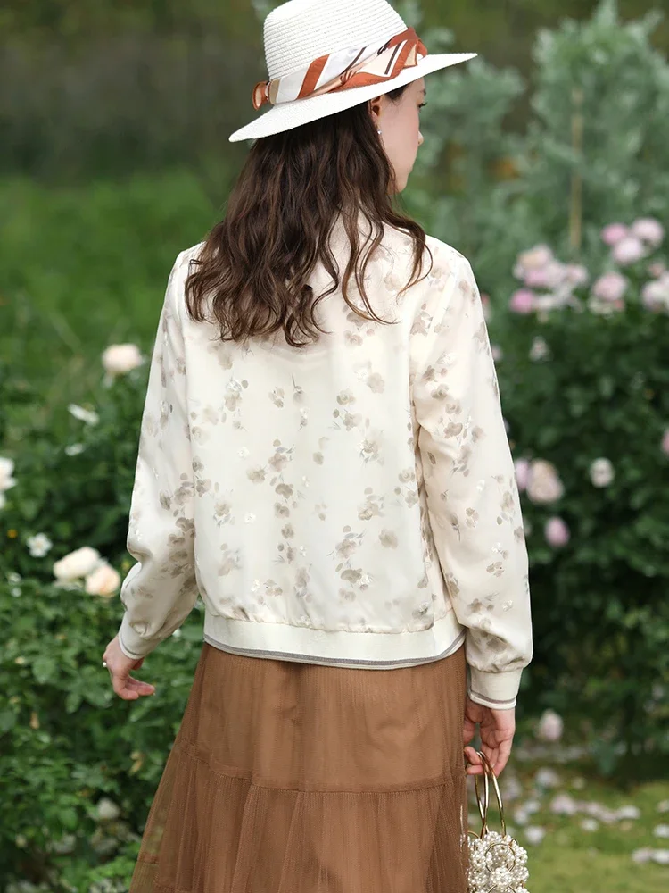 I BELIEVE YOU-Manteau floral français pour femme, veste texturée décontractée, vêtements de baseball légers, abricot, CWT24558Pipeline, automne, nouveau, 2024