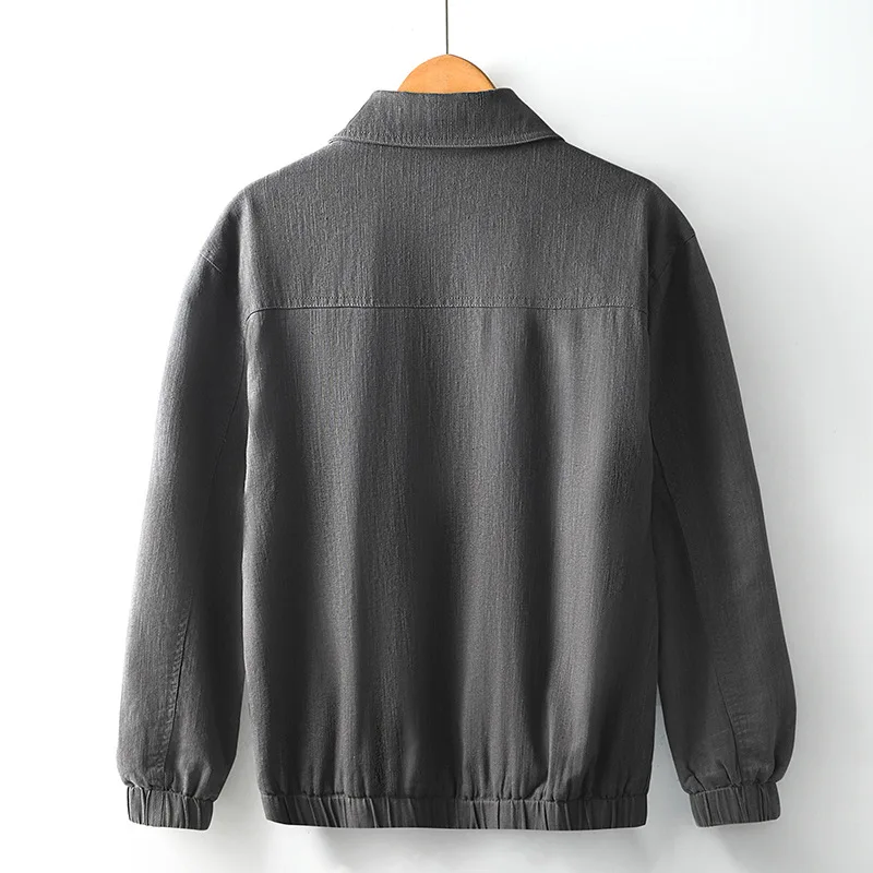American Retro Style Coats for Men Spring and Summer New Mens Cotton Linen Jackets Solid Lapel Zip Up Jacket Loose Outerwears