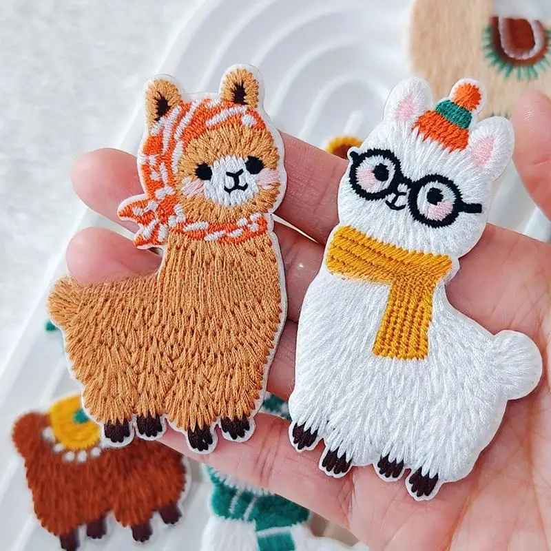 6Pcs Cartoon Llama Computer Embroidery Patch Towel Embroidery Patch For Clothing Decoration Bag Repair Durable Fabric Sticker