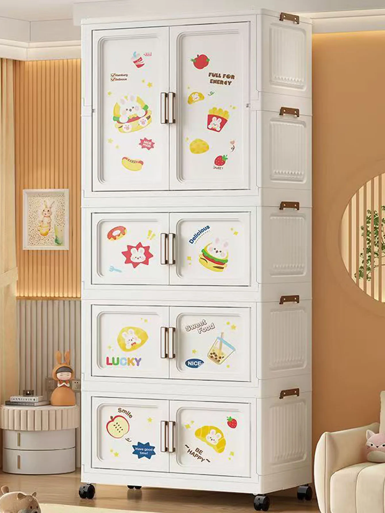 

Easy-to-assemble Childproof Folding Thickened Hanging Home Wardrobe Storage Cabinet for Baby Closet