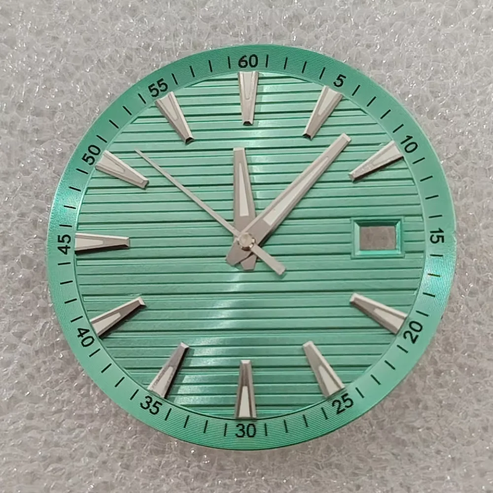 New Geometric Green Luminous Dial 33.5mm Watch Dial+Hands Kits for NH35 NH36 4R 7S Movement High Quality Watches Parts