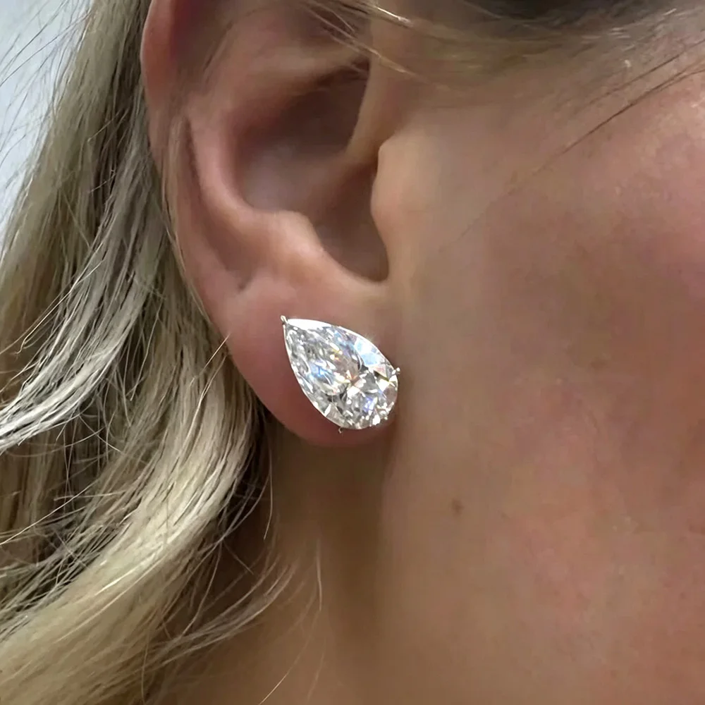 CEICI 8CTTW 8x15mm Pear Cut Moissanite Earrings Hoop for Women S925 Silver Plated 18K Gold Wedding Gift Fine Jewelry With GRA