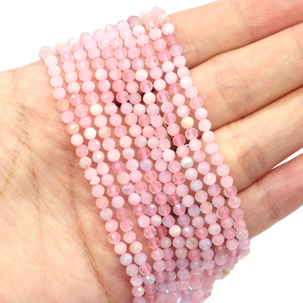 Faceted Pink Morgan Jaspers Round Loose Spacer Beads for Jewelry Making Natural Stone Beads DIY Bracelet Necklace 15