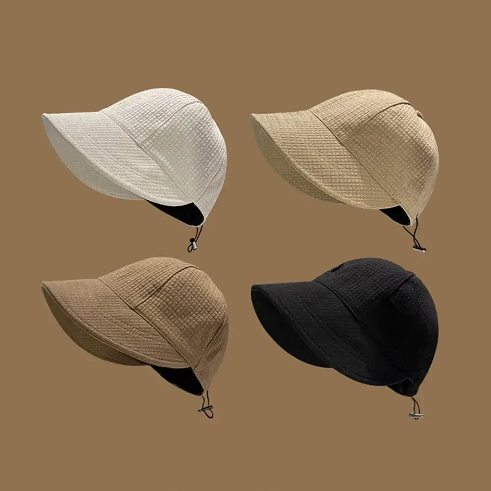 Summer Sun Hat Foldable Wide Brim Women Bucket Hat Lady Adjustable Ponytail Protection Panama Beach Outdoor Caps Cap Girl