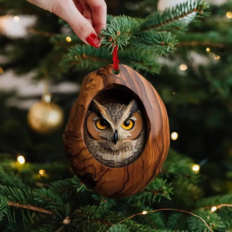 2D Flat Animal Christmas Ornaments Christmas Acrylic Pendant Animal Raccoon Owl Squirrel Hedgehog Bunny Bird Wildlife Ornaments