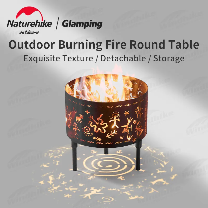 Naturehike Outdoor Winter Round Firewood Stove Camp Heating Fire Iron Charcoal Furnace Travel Picnic Tool Free Give Storage Bag