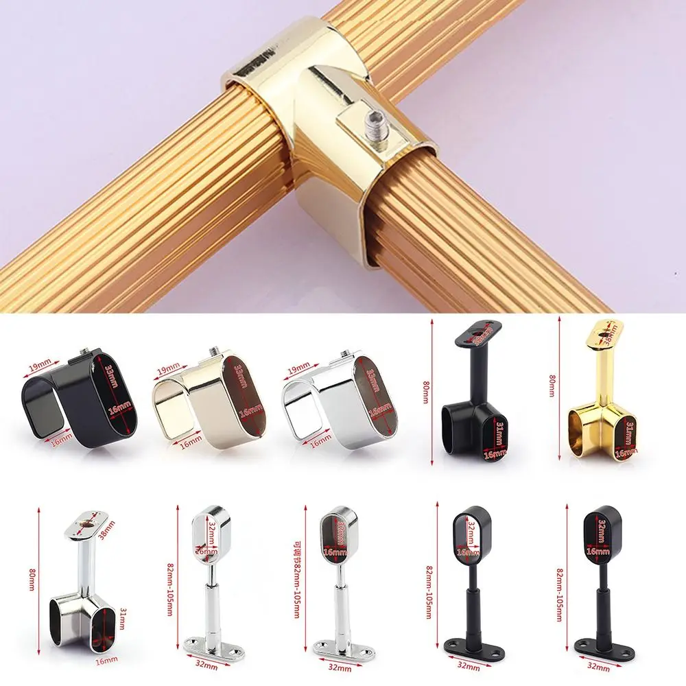 Zinc Alloy Pipe Bracket Inner Dia.16mm Black Silver Gold Corner Flange Seat Half/All Pass Ceiling Fixed
