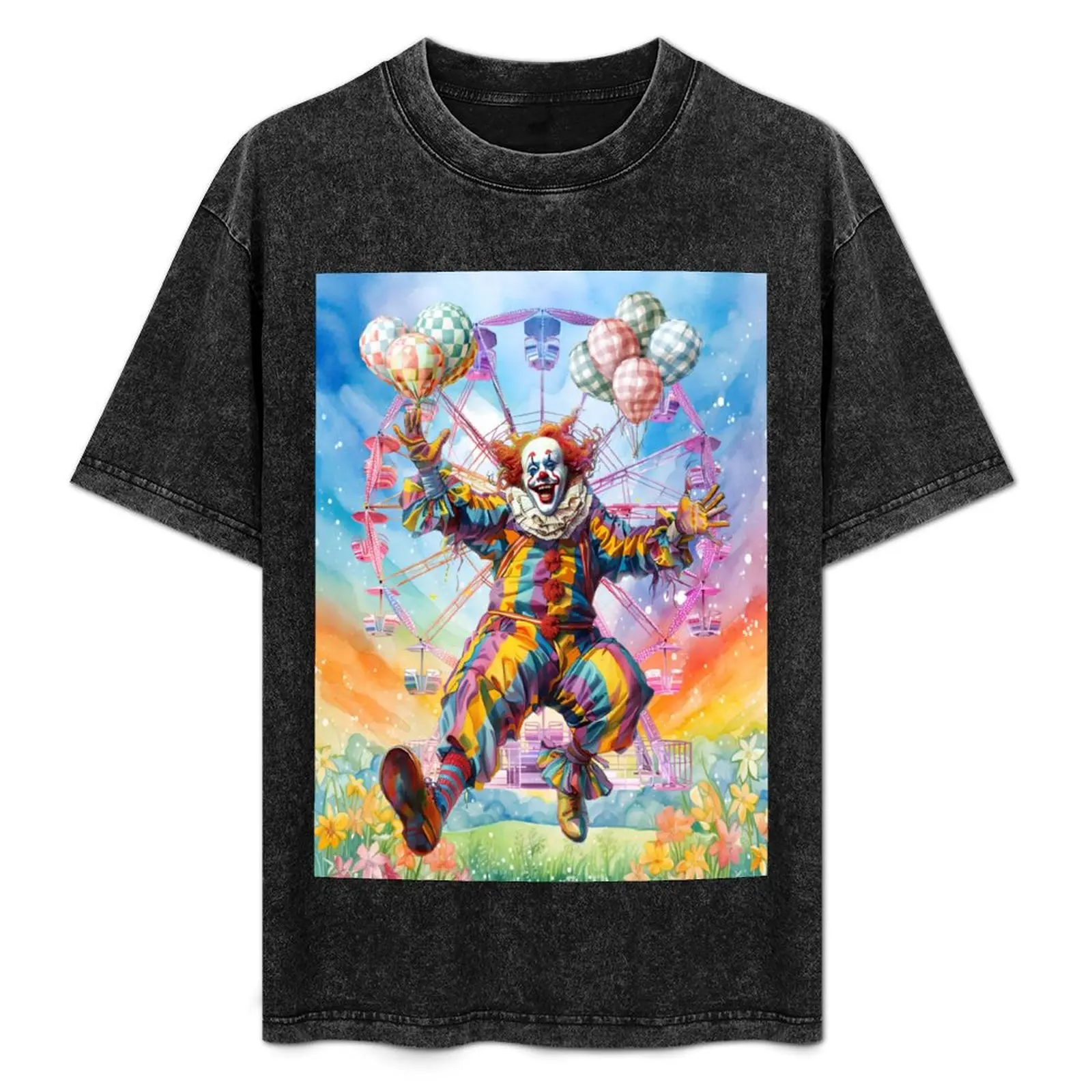 

Carnival Clown Delight: Ferris Wheel Fiesta T-Shirt Lightweight Casual Summer T-Shirt