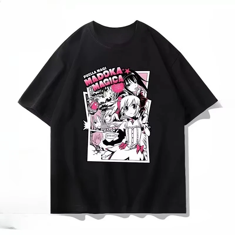 Puella Magi Madoka Magica Madoka Kaname T-Shirt Harajuku Mode Streetwear Hochwertige Baumwolle Grafik Herren Damen Rundhals-Top – Detail 2